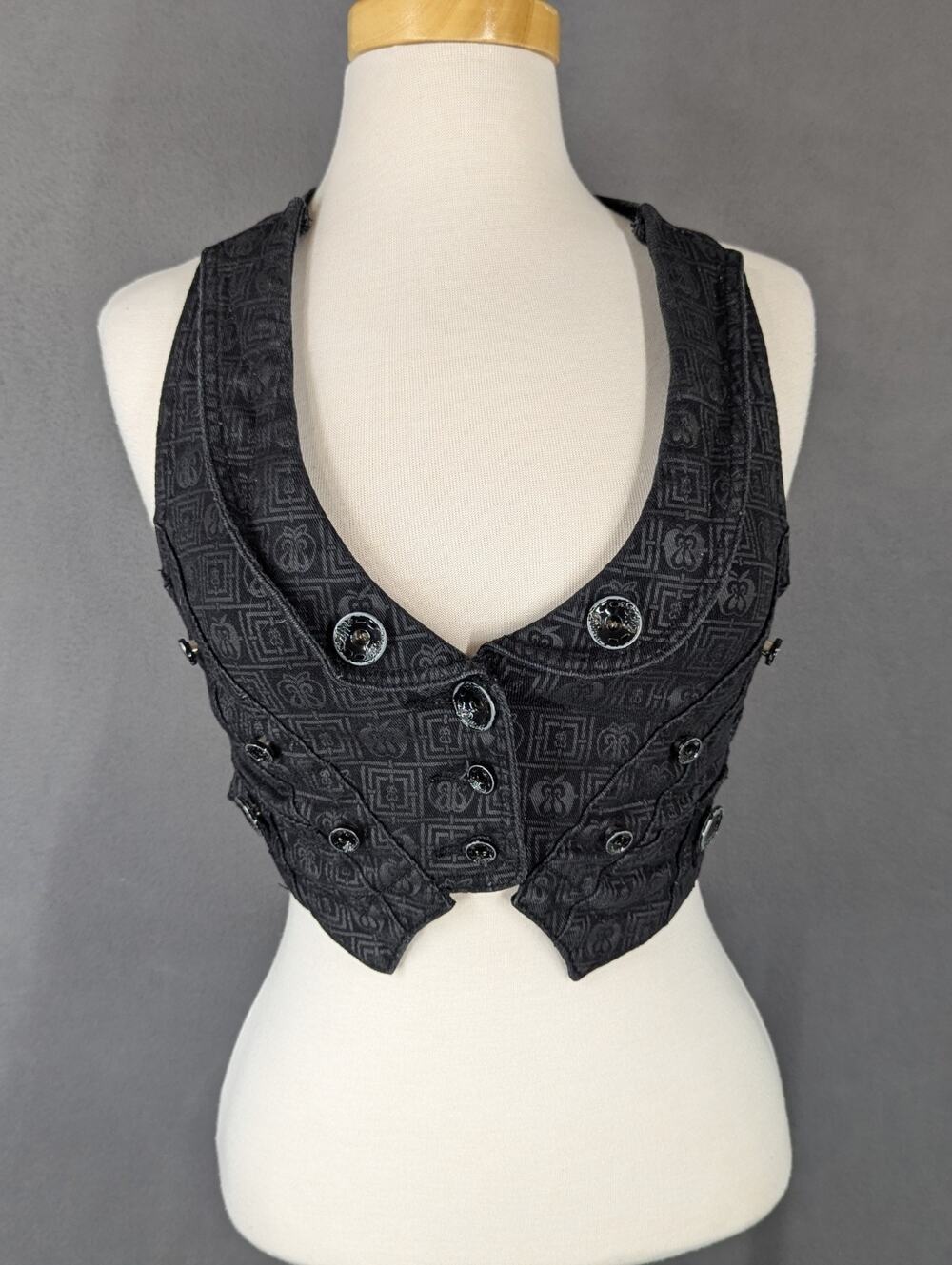 VTG Apple Bottoms Vest Harness Size L Black Denim Distressed Y2K Grunge